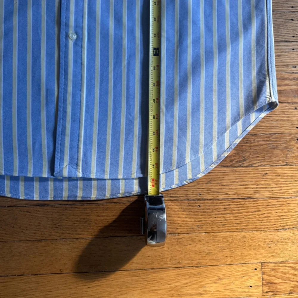Ralph Lauren Blue and White Striped Classic Fit Shirt Neck Size 17 Preppy - Picture 9 of 14
